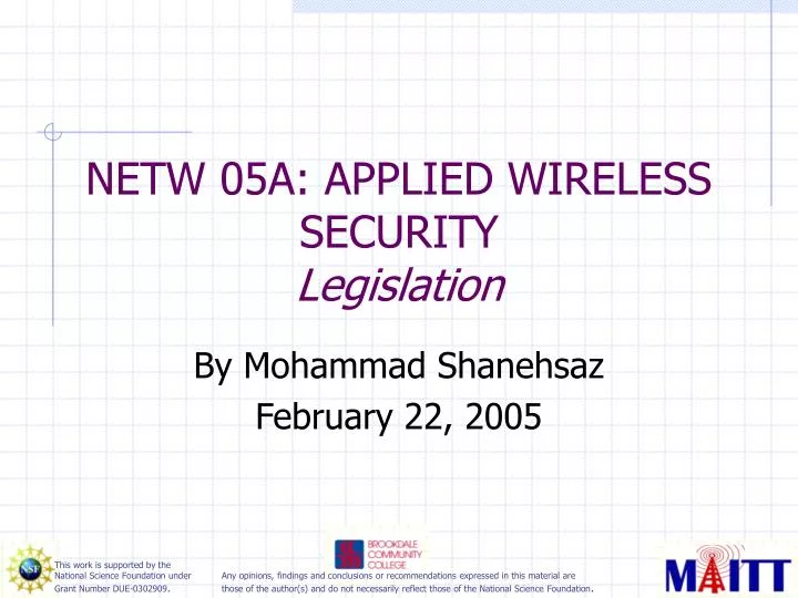 netw 05a applied wireless security legislation