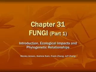Chapter 31 FUNGI (Part 1)