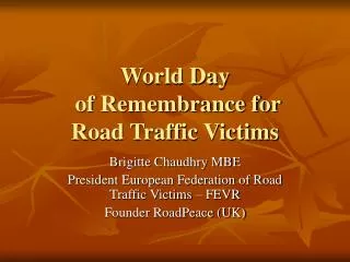 World Day of Remembrance for Road Traffic Victims