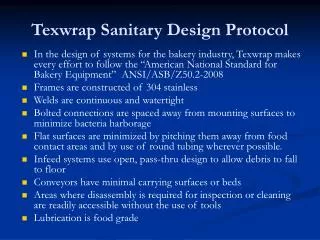 Texwrap Sanitary Design Protocol