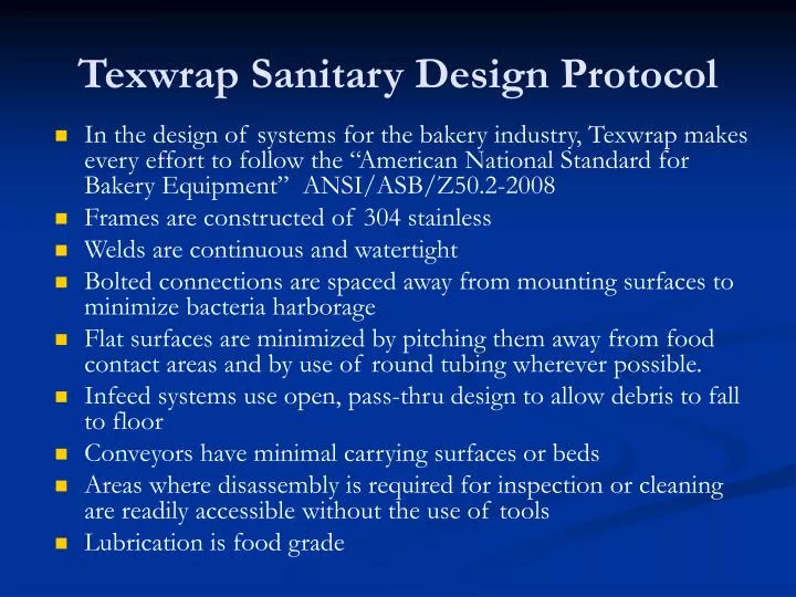 texwrap sanitary design protocol