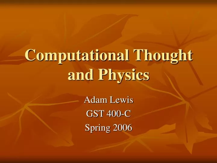 computational thought and physics