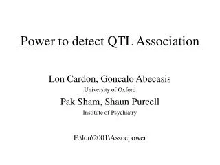 Power to detect QTL Association