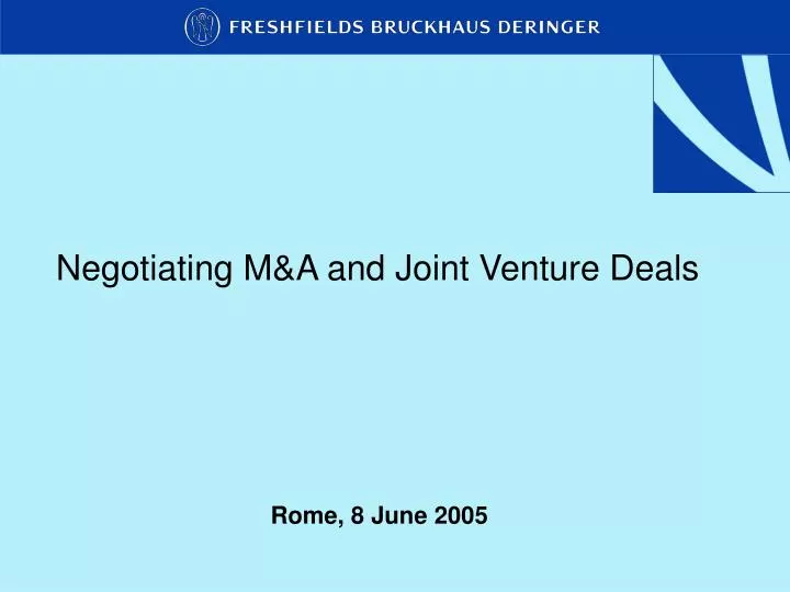 negotiating m a and joint venture deals