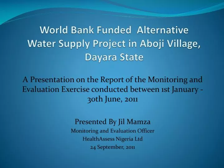 world bank funded alternative water supply project in aboji village dayara state
