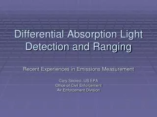 Differential Absorption Light Detection and Ranging