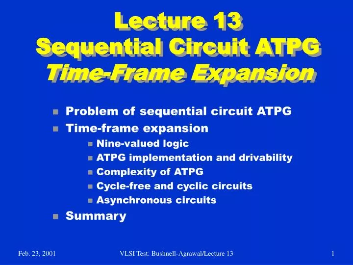 lecture 13 sequential circuit atpg time frame expansion