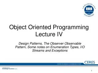 Object Oriented Programming Lecture IV