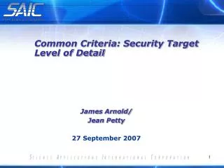 James Arnold/ Jean Petty 27 September 2007