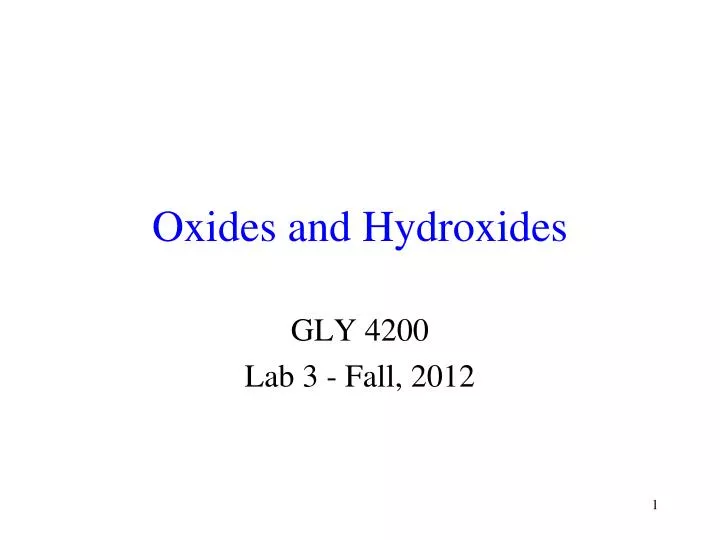 oxides and hydroxides