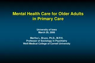 Mental Health Care for Older Adults in Primary Care