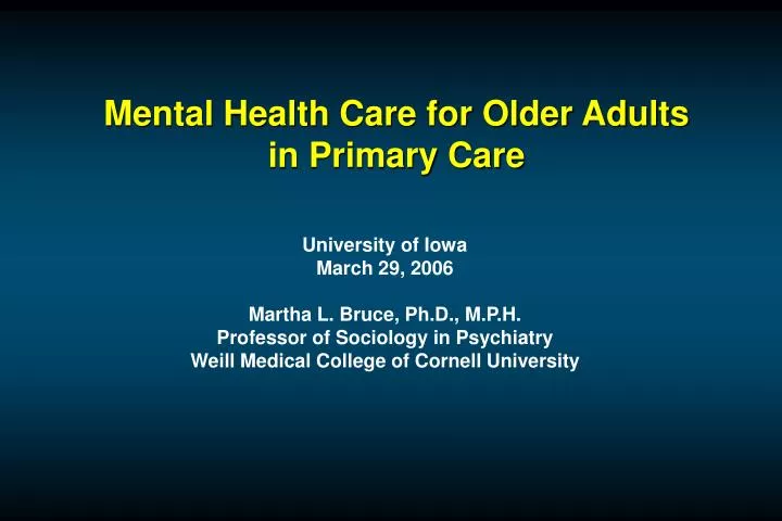 mental health care for older adults in primary care