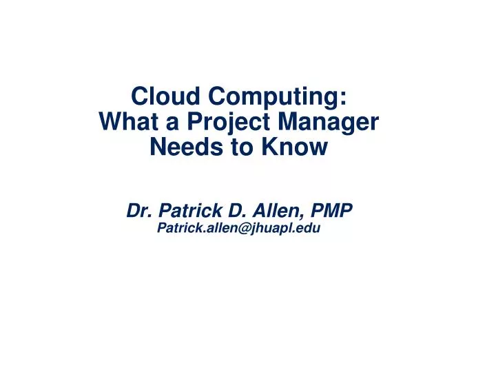 cloud computing what a project manager needs to know