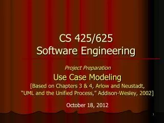 CS 425/625 Software Engineering