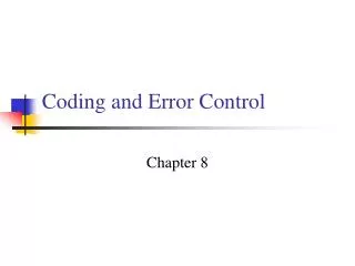 Coding and Error Control