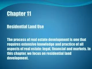 Chapter 11 Residential Land Use