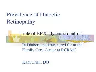 Prevalence of Diabetic Retinopathy