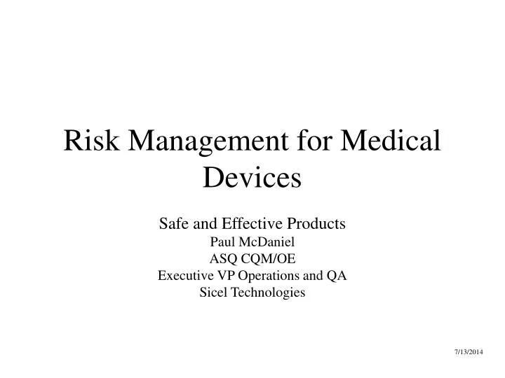 risk management for medical devices