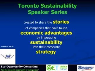 Toronto Sustainability Speaker Series