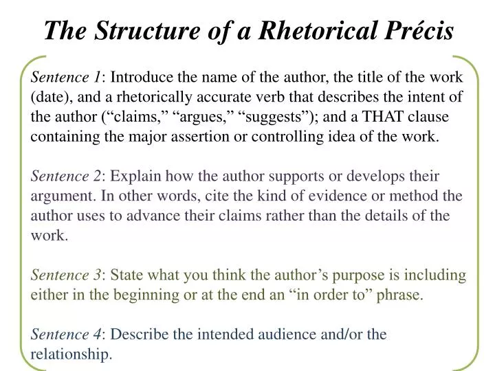 the structure of a rhetorical pr cis