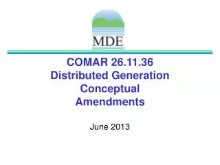 COMAR 26.11.36 Distributed Generation Conceptual Amendments