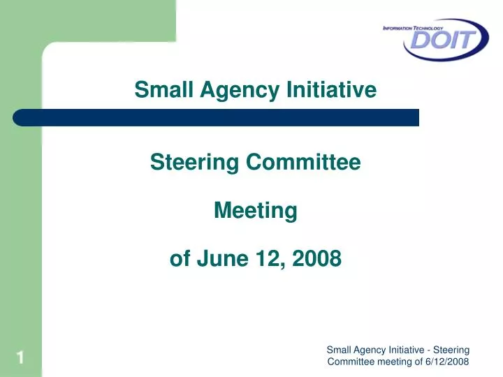 small agency initiative steering committee meeting of june 12 2008