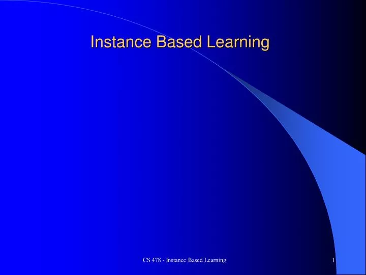 instance based learning