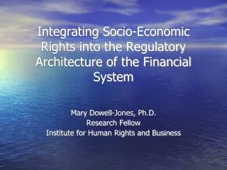 Integrating Socio-Economic Rights into the Regulatory Architecture of the Financial System
