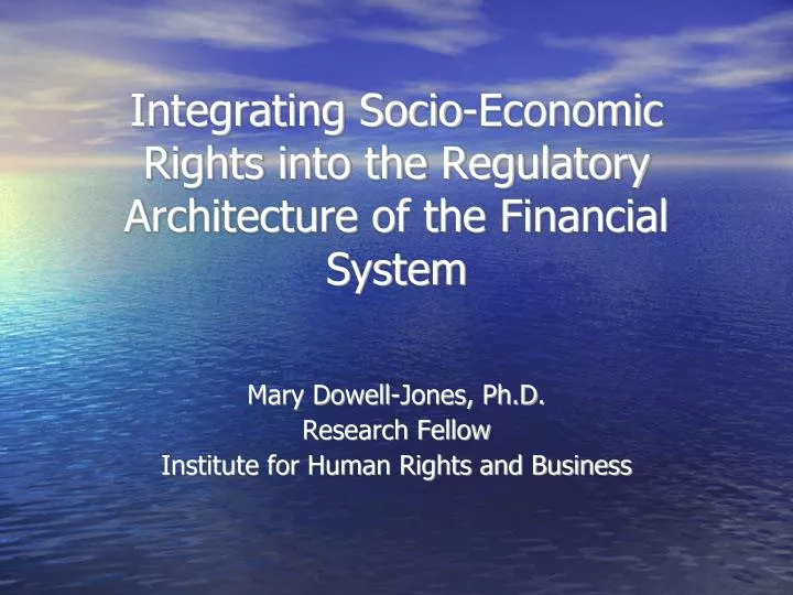 integrating socio economic rights into the regulatory architecture of the financial system