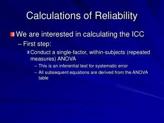 Calculations of Reliability
