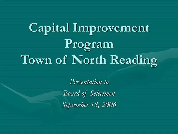 capital improvement program town of north reading