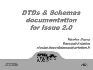 DTDs &amp; Schemas documentation for Issue 2.0