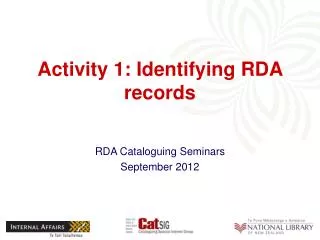 Activity 1: Identifying RDA records