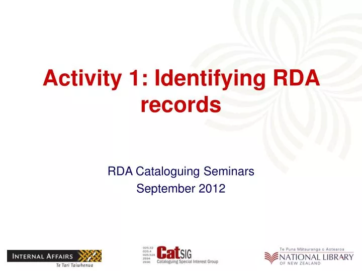 activity 1 identifying rda records