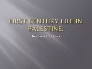 First century life in palestine :