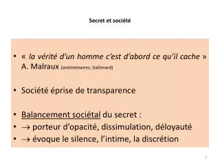 secret et soci t