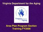 Comprehensive Guidelines for Administering Virginia Department for the Aging Area Plan Services - slide 1