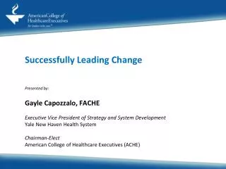 Successfully Leading Change