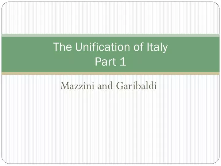 the unification of italy part 1