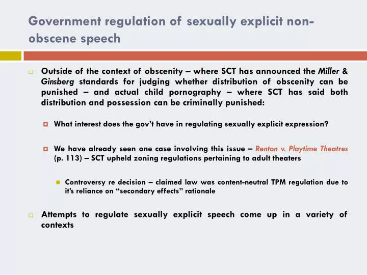 government regulation of sexually explicit non obscene speech