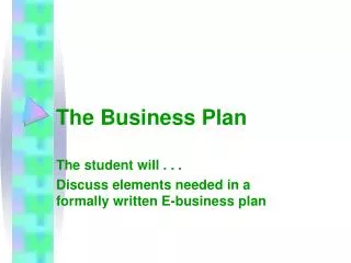 The Business Plan