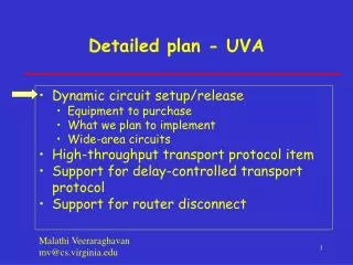 Detailed plan - UVA