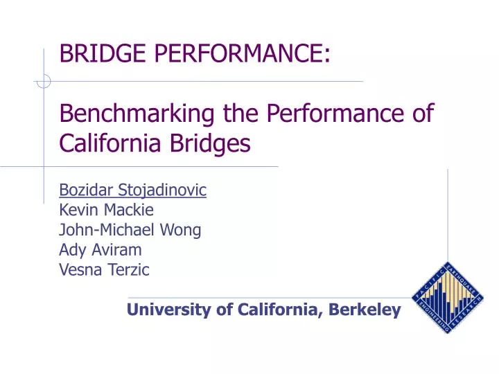 bridge performance benchmarking the performance of california bridges