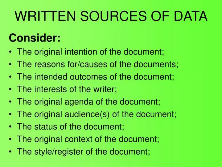 written sources of data