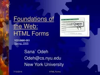 Foundations of the Web: HTML Forms