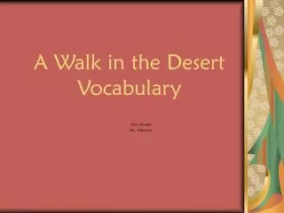 A Walk in the Desert Vocabulary