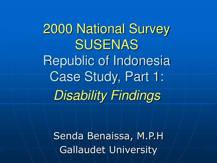 2000 national survey susenas republic of indonesia case study part 1 disability findings