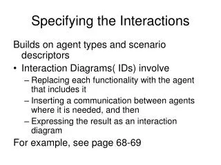 Specifying the Interactions