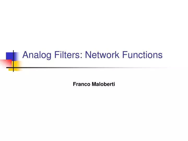 analog filters network functions