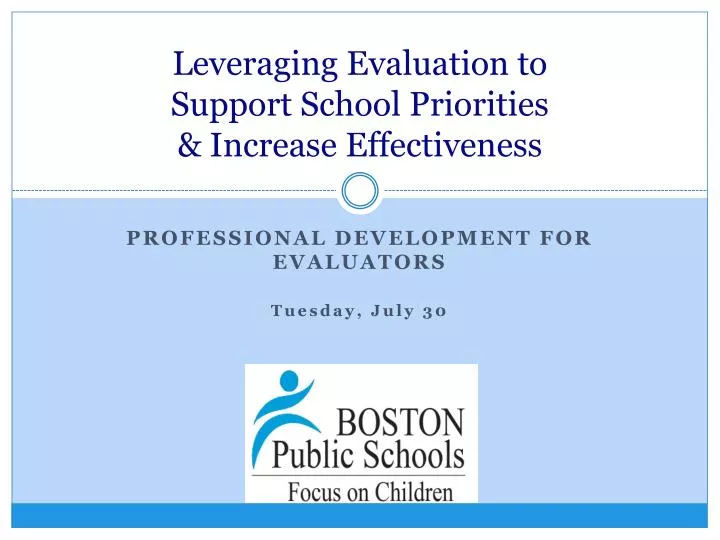 leveraging evaluation to support school priorities increase effectiveness